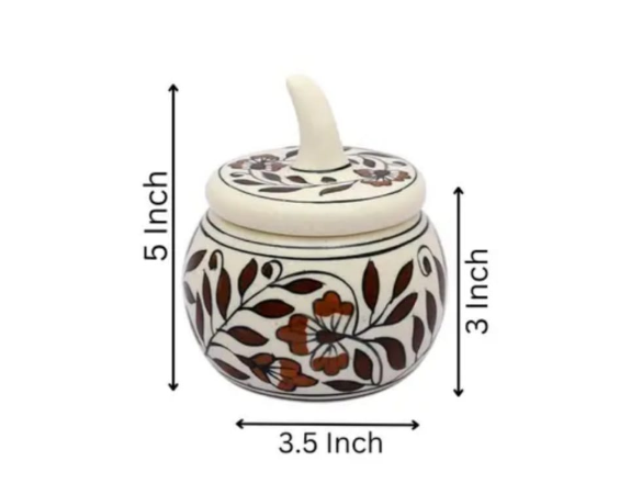 Ceramic Handmade Jar with Lid, Dining Table Pickles Containers and an Ideal Gift for Family