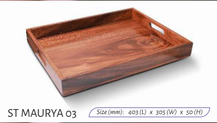 Maurya Wooden Serving Tray 03 Size : 403(L)X305(WX)50(H)